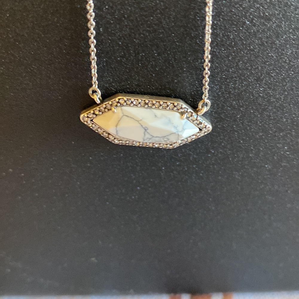 Spear stone pave necklace. White. Brand new with tags. 15 in plus 3 in extender